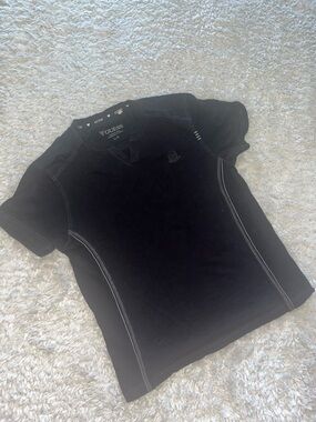 GUESS Black Johnny Collar Short Sleeve Tee with Contrast Stitching